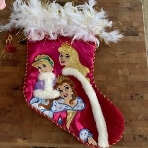 Princess Christmas Stocking with Feather Trim